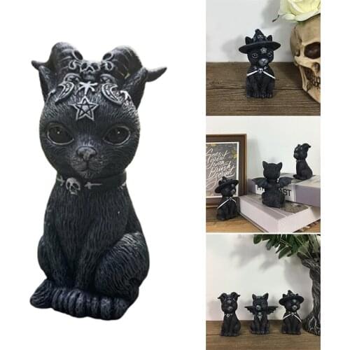 Newly Cat Halloween Lawn Resin Desktop Ornament Funny Outdoor Garden Statue Figurine Halloween Decoration