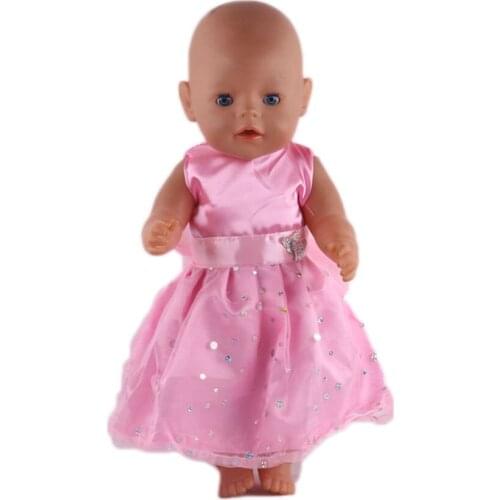 Doll Clothes Pink Bow Princess Skirt Suitable For 18 Inch American Doll & 43 Cm Born Doll For Generation Toy