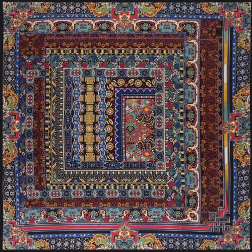 100% Silk Scarf Blanket Bohemian Vintage Headband Modern Portable Silk Shawls Women Square Throw Blanket 130x130cm Travel