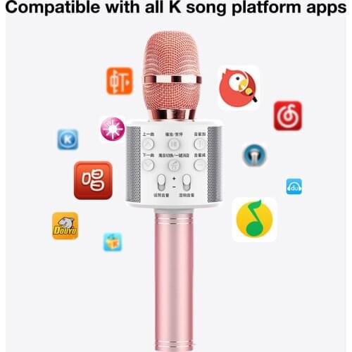 WS-858 Wireless Karaoke Microphone Portable Handheld USB Microphone Bluetooth 4.0 Mic Studio Recording Studio For Phones Car PC