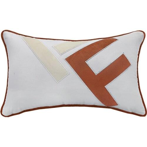 Simple and modern model room bedside cushion cushion pillow Metropolis F-shaped cotton velvet embroidered soft sofa waist pillow