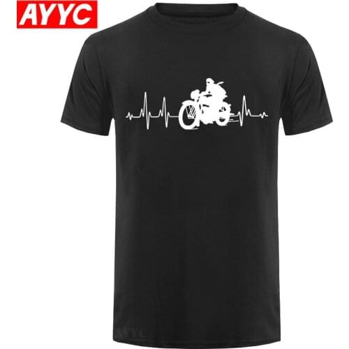 Hot sale Fashion MOTORBIKE CYCLE BIKER HEARTBEAT T shirt. Small to 5XL Vintage Bikes Tee shirt