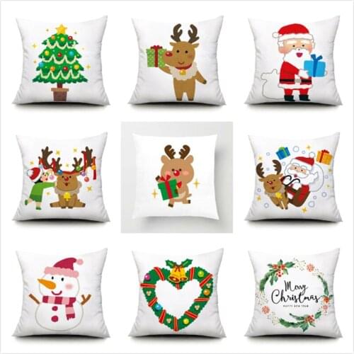 Christmas Decoration Cushion Cover Cartoon Santa Claus Tree Throw Pillow Case Cover Merry Christmas Decora Pillowcase cojines