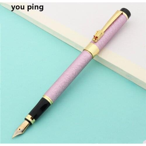 New High Quality 6006 Pink Colour Dragon Business Office Fountain Pen Student School Stationery Supplies Ink Pens