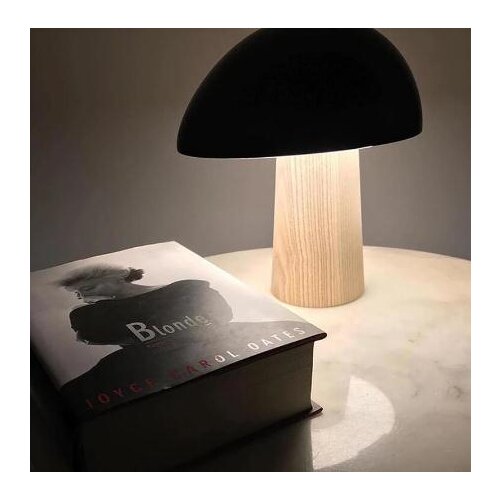 Nordic wood table lamp grain mushroom table lamp post modern hotel study Living room bedroom Black White art decor table lamp