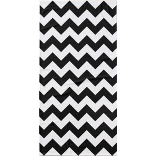 Modern Black White Chevron Zigzag Pattern Beach Travel Towels Classic Geometric Chevron Face Hand Kitchen Towel Microfiber Soft