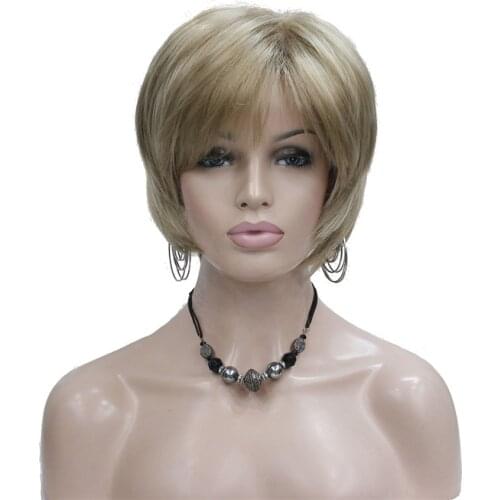 StrongBeauty Womens Wigs Ash Blonde Short Straight Bob Hair Synthetic Full Wig