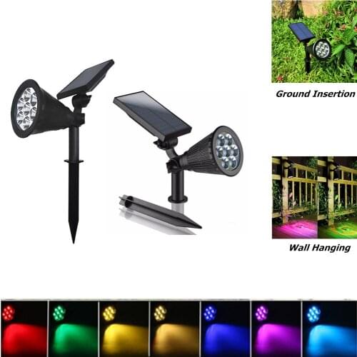 Hot 7Color Solar Buitenlamp 7LED Outdoor Lighting Lawn Lamp & Wall Lamp In 1 Set Waterproof Spotlight Garden Yard Landscape Path