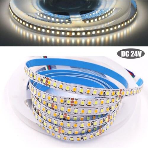 5m DC 24V LED Strip Light IP21 Color Temperature 168 Leds/m White+Warm White CCT Led Strip