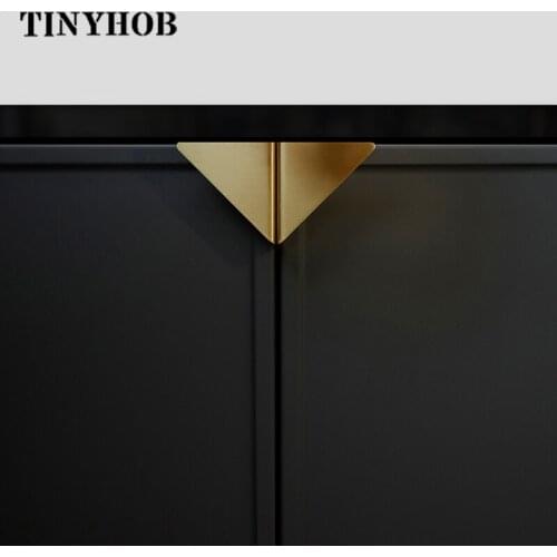 Triangular Hidden Handles Golden Cabinet/ Wardrobe Handle Drawer Pulls Brass Knobs Black Furniture Handle