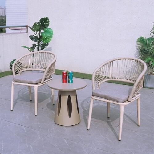 3 piece Aluminum Rope Cafe Patio Outdoor Furniture Coffee Garden Outdoor Table And Chair for balcony and garden