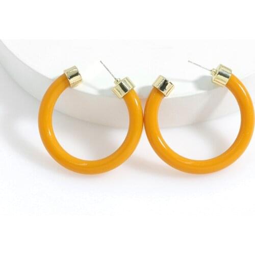 Vedawas New Korea Colorful Acrylic Geometric C-shaped Hoop Earrings Retro For Women Girls Party Travel Jewelry Gifts Wholesale