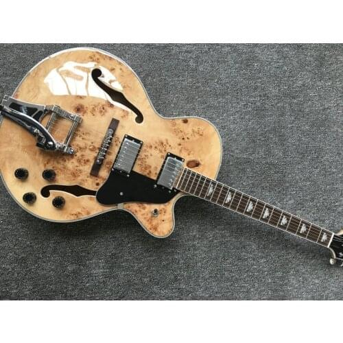 Top Quality G natural Electric Jazz guitar,chrome Bigsby bridge,Factory Hollow Body Electric Guitar,Free Shipping