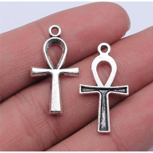 WYSIWYG 10pcs 26x14mm Vintage Cross Ankh Charms Charm Jewelry Making Antique Bronze Color Ankh Cross Charms Charm Ankh Cross