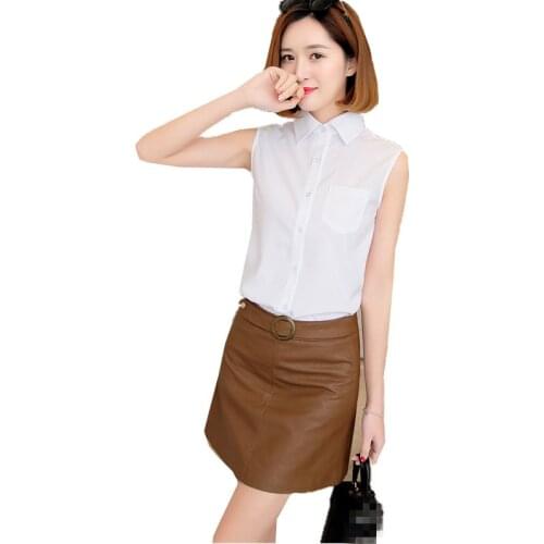 ZB3754 Summer 2020 new womens chiffon sleeveless v-neck short-sleeved professional white shirt cheap wholesale