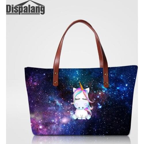 3D Unicorn Printing Ladies Totes Bags Universe Space Women Neoprene Handbag Large Capacity Beach Bag For Teenage Girl Top-handle