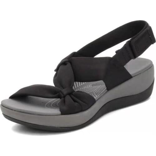 Womens Slope Heel Bohemian Velcro Fish Mouth Muffin Cross Sandals Summer Flat Open Toe Casual Platform Ladies Vintage Sandals