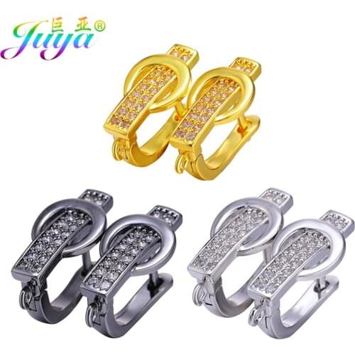 Supplies For Jewelry Cz Rhinestones Copper Earring Hooks Holders Accessories For Women Fashion Hoop Pearls Earrings Making