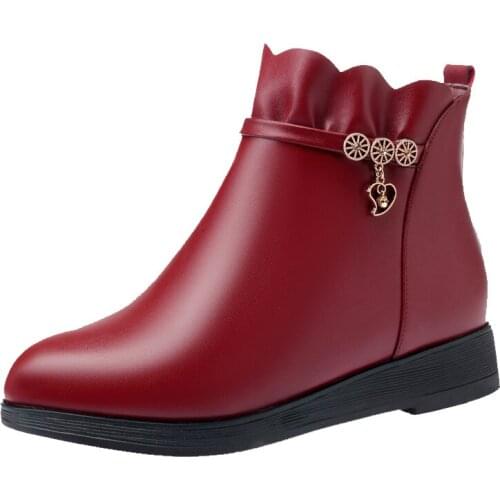 New Comfort Non-slip Genuine Leather Boots Flat Boots Winter Snow Shoes Woman Winter Shoes Fashion Casual Shoes Warm Boots