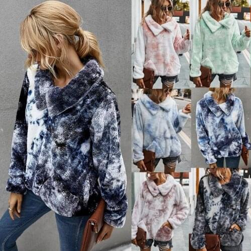 Womens winter warm tie-dyed wool sweater women