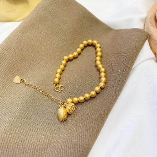 Gold Placer Non-fading Transfer Bead Bracelet Female Small Lotus Seed Pendant Bracelet Temperament Bracelet