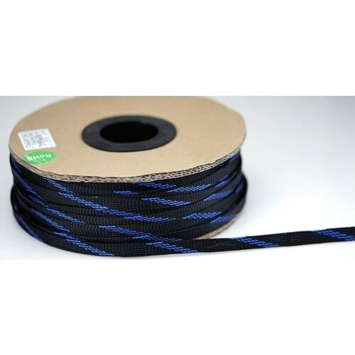 10M Audio Cable Sleeving High Density Braided Diameter Expandable sleeve 4-14MM Black&Blue Rca cable Power cable speaker cable