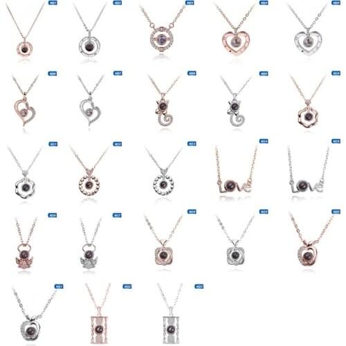 100 Languages Love Necklace Heart Pendant Wedding Romantic I Love You Projection Necklace for Women Girl Friends Ladies Gifts