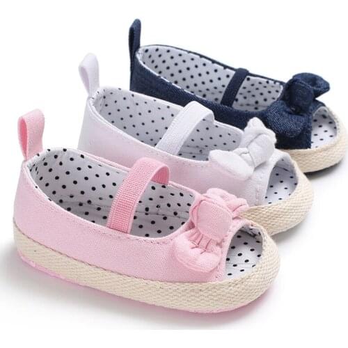 3 colors new arrivals Soft bottom anti-skid baby kids girl Lace Denim Patchwork Bow baby First Walkers shoes