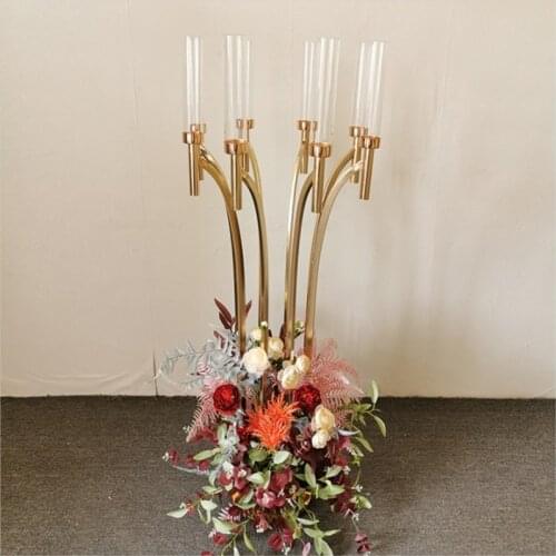 4 PCS Metal Candelabra Candle Holders Acrylic Wedding Table Centerpieces Flower Stand Candle Holder Candelabrum For Home Decor