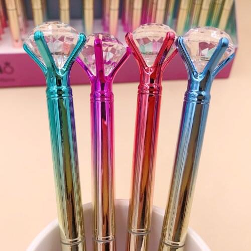 48 pcs/lot Fashion Big Diamond Gel Pen Cute 0.5 mm black ink Signature Pens School Office writing Supplies Promotional Gift