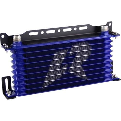 LINESRACING AN10 10Row Aluminum Oil cooler W/ 262mm Mounting Bracket Kit Trust Type Black/Blue