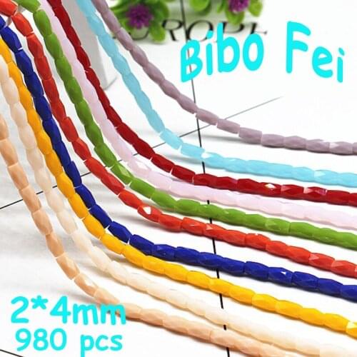 Free shipping multi color 2*4mm 980PCS Glass Czech crystal beads,Long Square crystal beads, bracelet necklace Jewelry Making