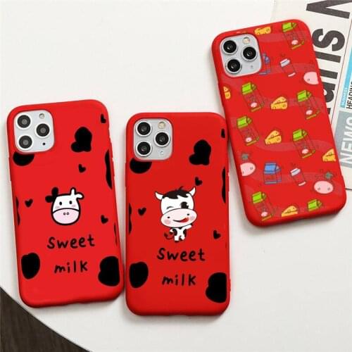 Cow Milk Black White Phone Case for iphone 12 pro max mini 11 pro XS MAX 8 7 6 6S Plus X 5S SE 2020 XR red case
