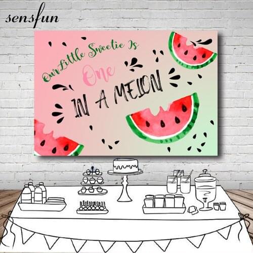 Sensfun Summer Watermelon Party Backdrops Pink Green Baby Shower 1st Birthday Party Photography Backgrounds Custom Photocall