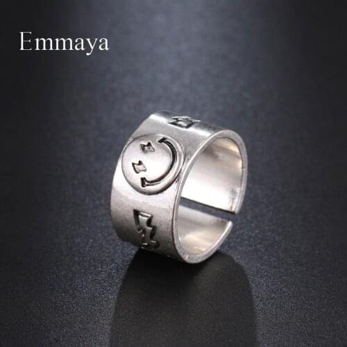Emmaya New Arrival Simplicity Round Shape Ring With Smiley Pattern For Female Modern Style Party Fashion Alloy Ornament