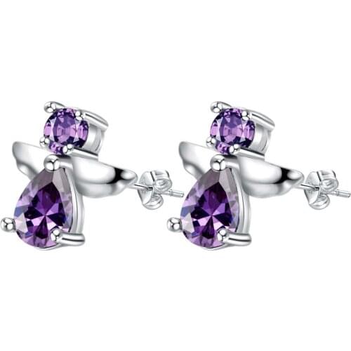 Purple zircon fashion high quality free shipping Silver Earrings for women fashion jewelry earrings /VQMLUGDN NXVYUSYD