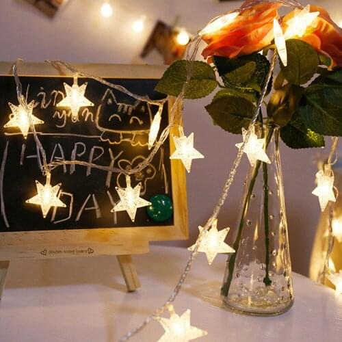 Star String Lights 1.5M 10LEDs Battery Powered Fairy Christmas Lights Decoration Holiday Lights For Christmas Tree Home Decor