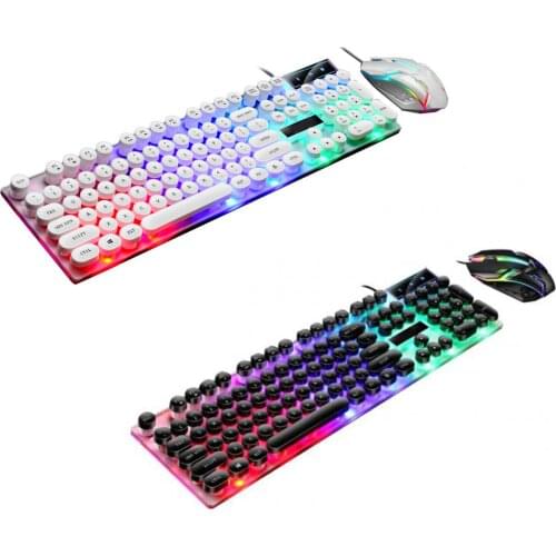 Vococal 104-Key Colorful Backlit Wired Mechanical Gaming Keyboard Mouse KIt Combo for PC Laptop Desktop Computer Home Office Bar
