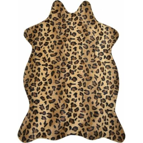Leopard Printed Area Rugs NonSlip Animal Faux Fur Rugs Mats Cowhide Faux Skin Carpet 43x27"