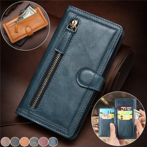 Zipper Purse Leather Case For iPhone 12 11 Pro Max XS XR X SE 2020 8 7 6 Plus Wallet Card Cover for Samsung S21 S20 Ultra Coque