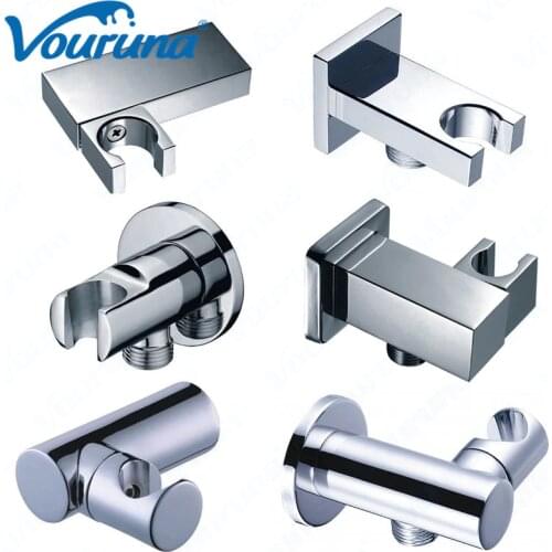 Vouruna Hand Shower Bracket Holder With Outlet Adjustable Wall-Mount For Bathroom Hand Sparyer Solid Brass Chrome Finish