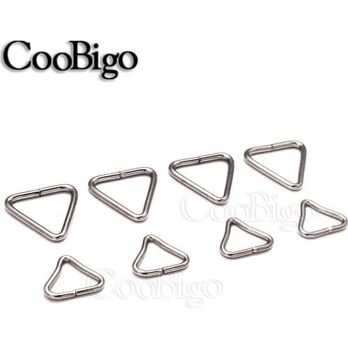 50pcs Metal Triangles Ring Buckles for Dog Collar Garment Webbing Safety Strap Backpack Accessories Sliver 14mm/19mm