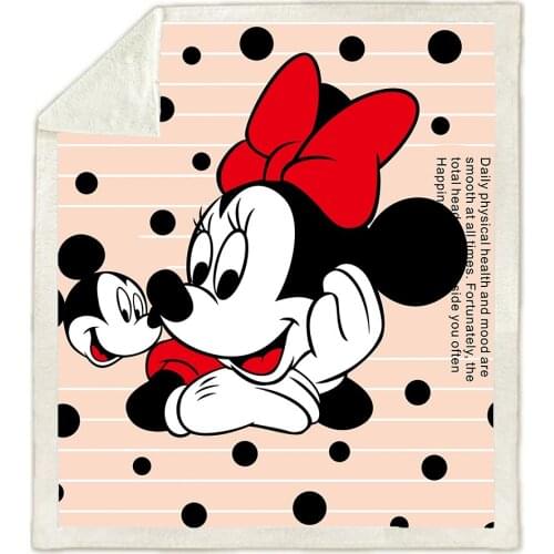 Disney Cute Black Dot Minimie Mouse Pattern Plush Warm Throw Blankets Sherpa Support Children Girls Boys Birthday Presents