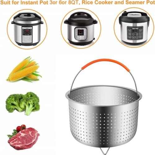 Multifunctional Durable Steamer Basket for Instant Pot Pressure Cooker with Silicone Covered Handle For Vegetable Fruit Cleaning
