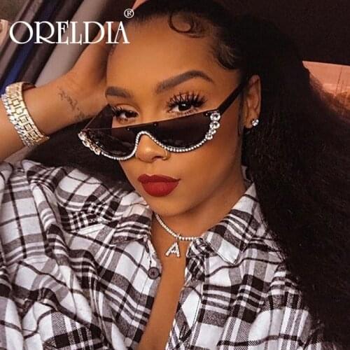 Fashion Cat Eye Diamond Sunglasses Women 2019 Half Frames Luxury Brand Designer Crystal Sexy Ladies Rhinestone Eyewear Oculos