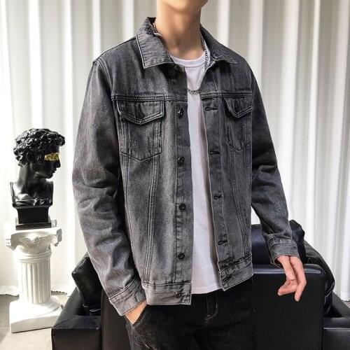 2021 Spring Men Denim Jacket Mens Daily Casual Tide Hole Motor Cowboy Coat Man Streetwear Jean Jacket