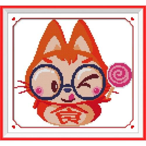 Fat cat cross stitch kit cartoon 14ct 11ct count print canvas stitching embroidery DIY handmade needlework