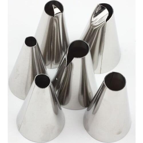 6Pcs/Set Big Size Russian Icing Piping Nozzles Pastry Tips Set Stainless Steel Piping Tips Cake Pastry Confectionery Nozzles