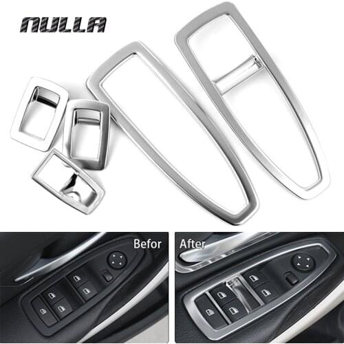 NULLA ABS Window Lift Button Cover Decoration Trim Accessories For BMW 3 Series F30 F31 F34 GT 320 328 2014 2016 Chrome Sticker