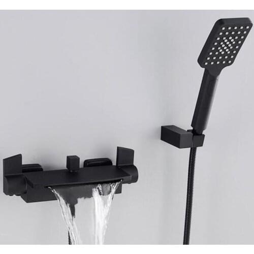 Wall Mounted Bathroom Faucet Black Oil Brushed Bath & Shower Faucet hand held Shower Faucet Sets Bathtub Faucet Set